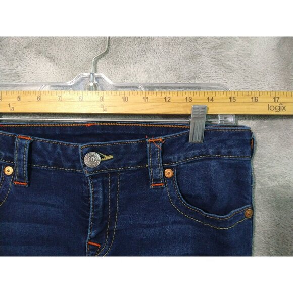 True Religion Jeans Women 32 Blue Denim Becca Mid Rise Bootcut Dark Wash Stretch - Picture 3 of 11